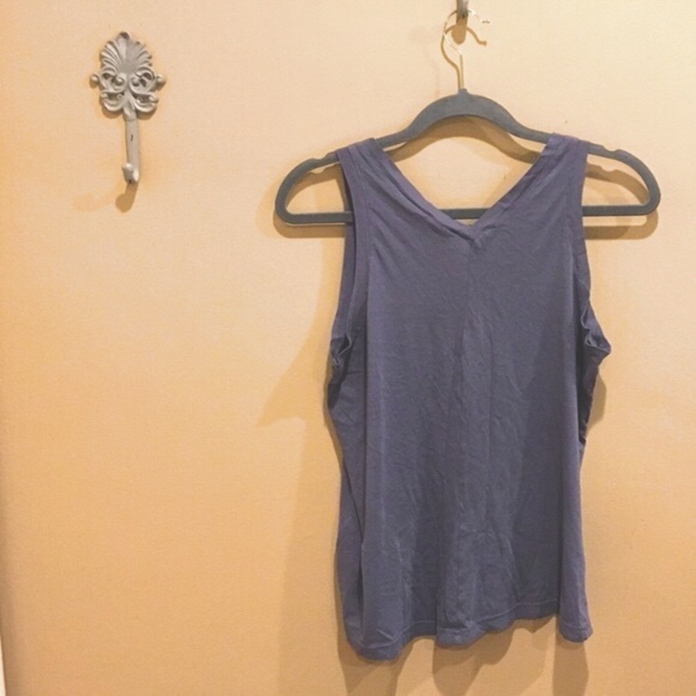 Caslon Soft Muted Medium Blue V-Neck Tank - Picture 2 of 6